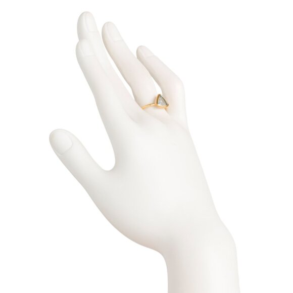 SHAANTI JEWELS  India 18k Gold Plated Sterling Silver Trillion Birthstone Ring - Picture 2 of 2